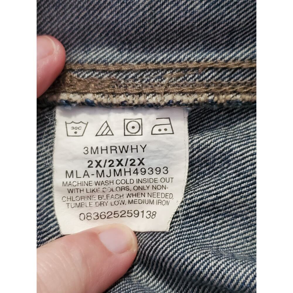 Wrangler Denim Trucker Jacket Mens 2X Blue Cotton Button Front Classic Jean - Picture 3 of 11